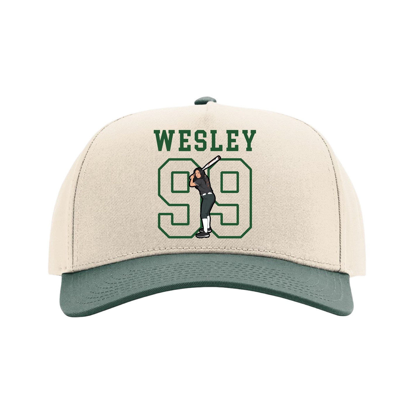Full Fabric Five-Panel Champ Cap — Shirsey in Cream/Green