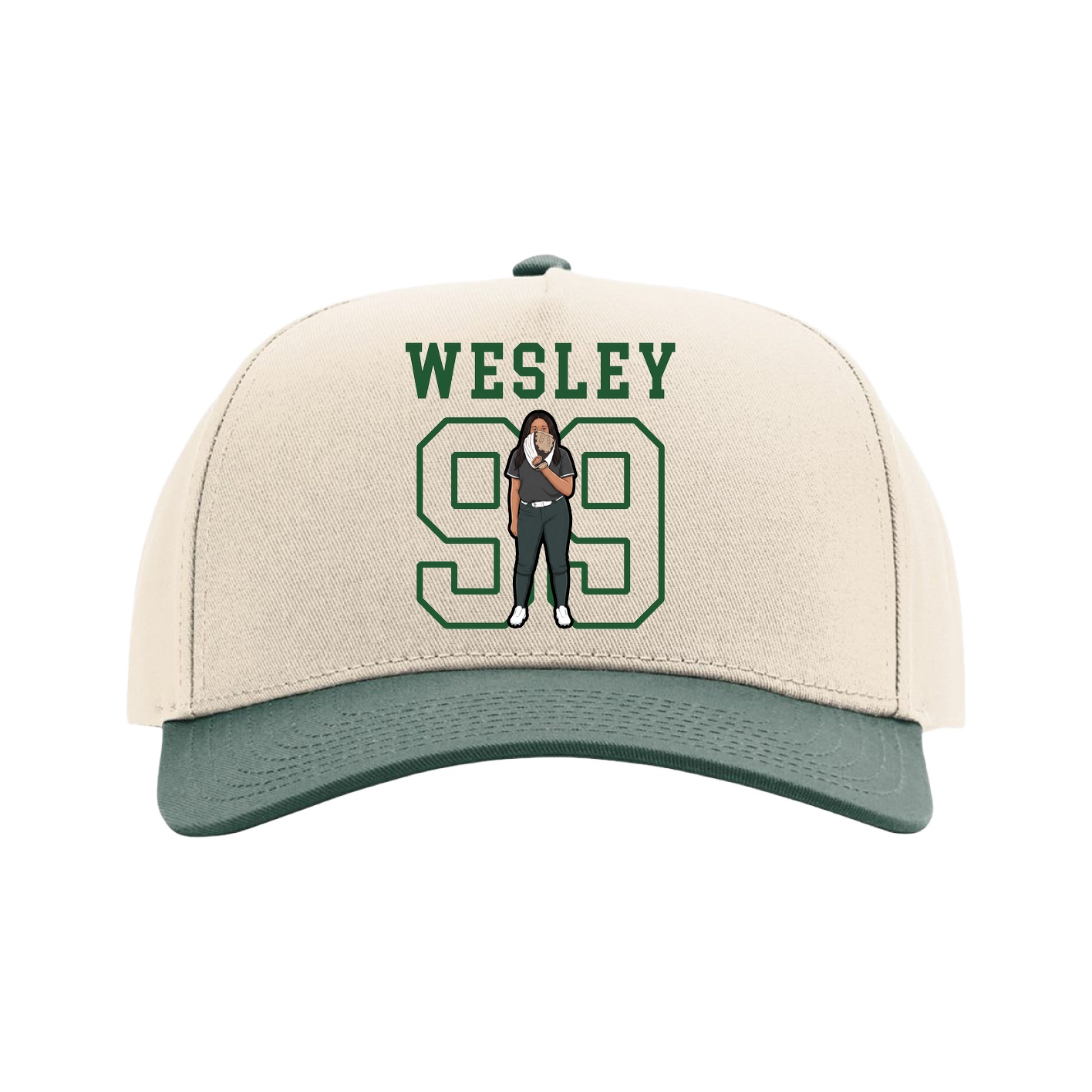 Full Fabric Five-Panel Champ Cap — Shirsey in Cream/Green