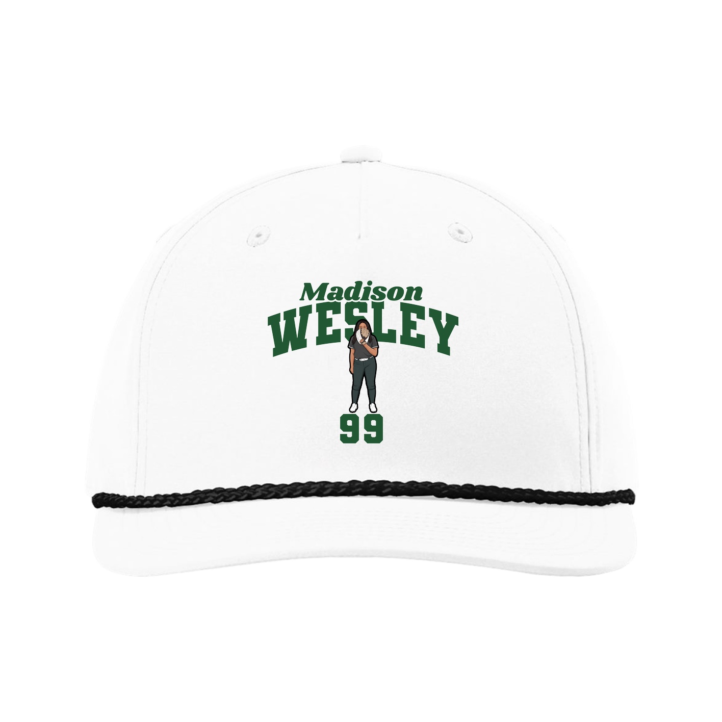 Five-Panel Classic Rope Cap — Signature Arch in White
