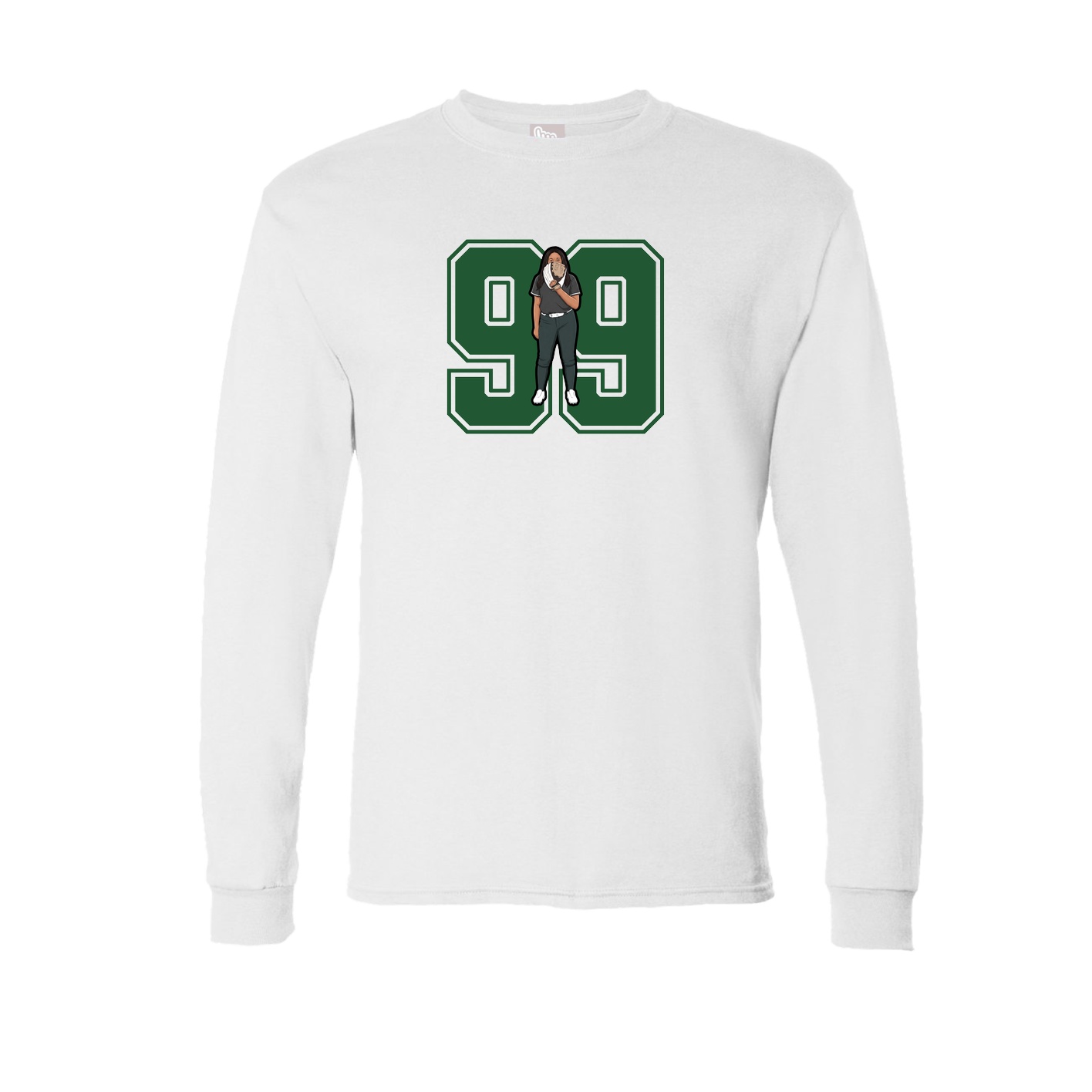 Long Sleeve Tee — Number in White