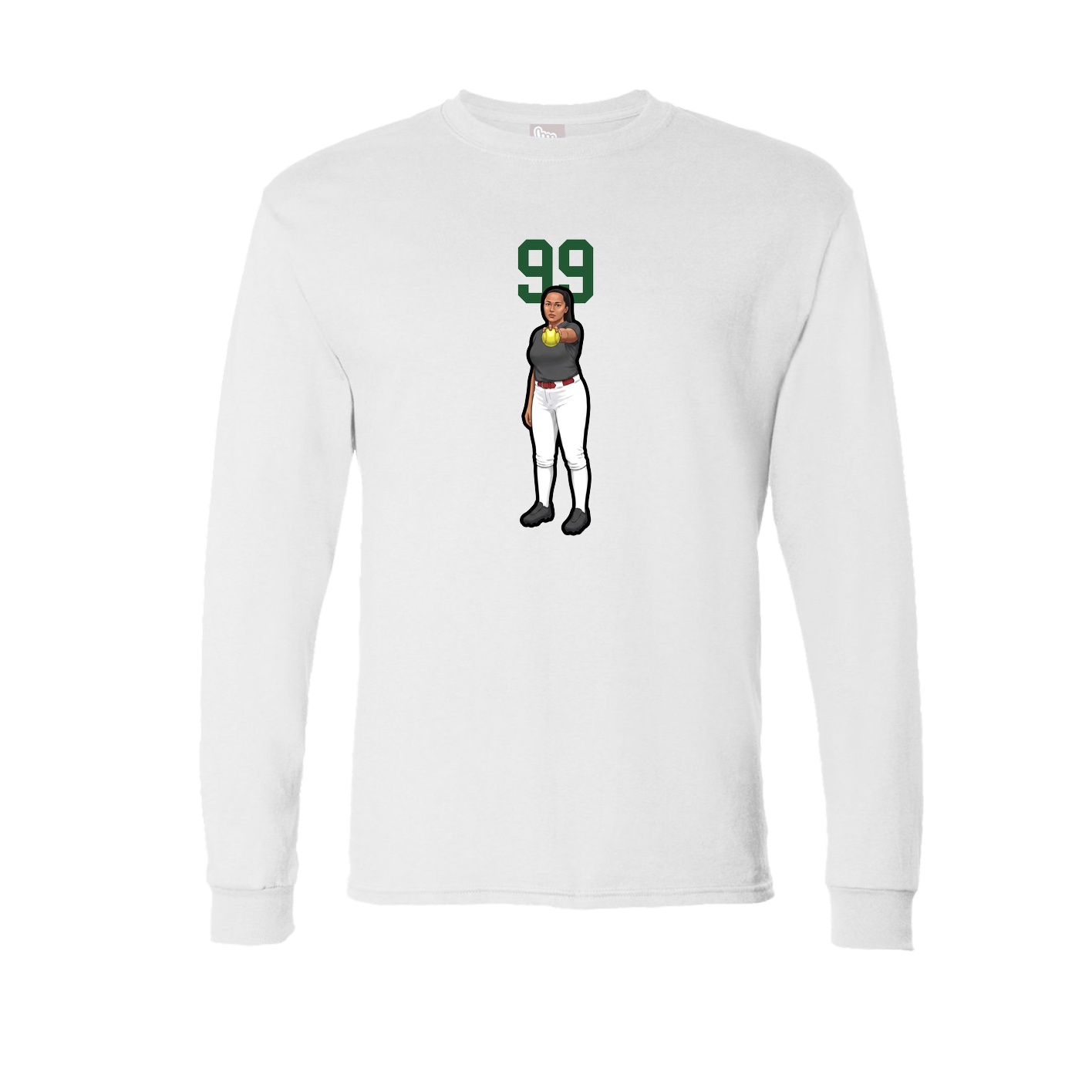 Long Sleeve Tee — Number Top in White