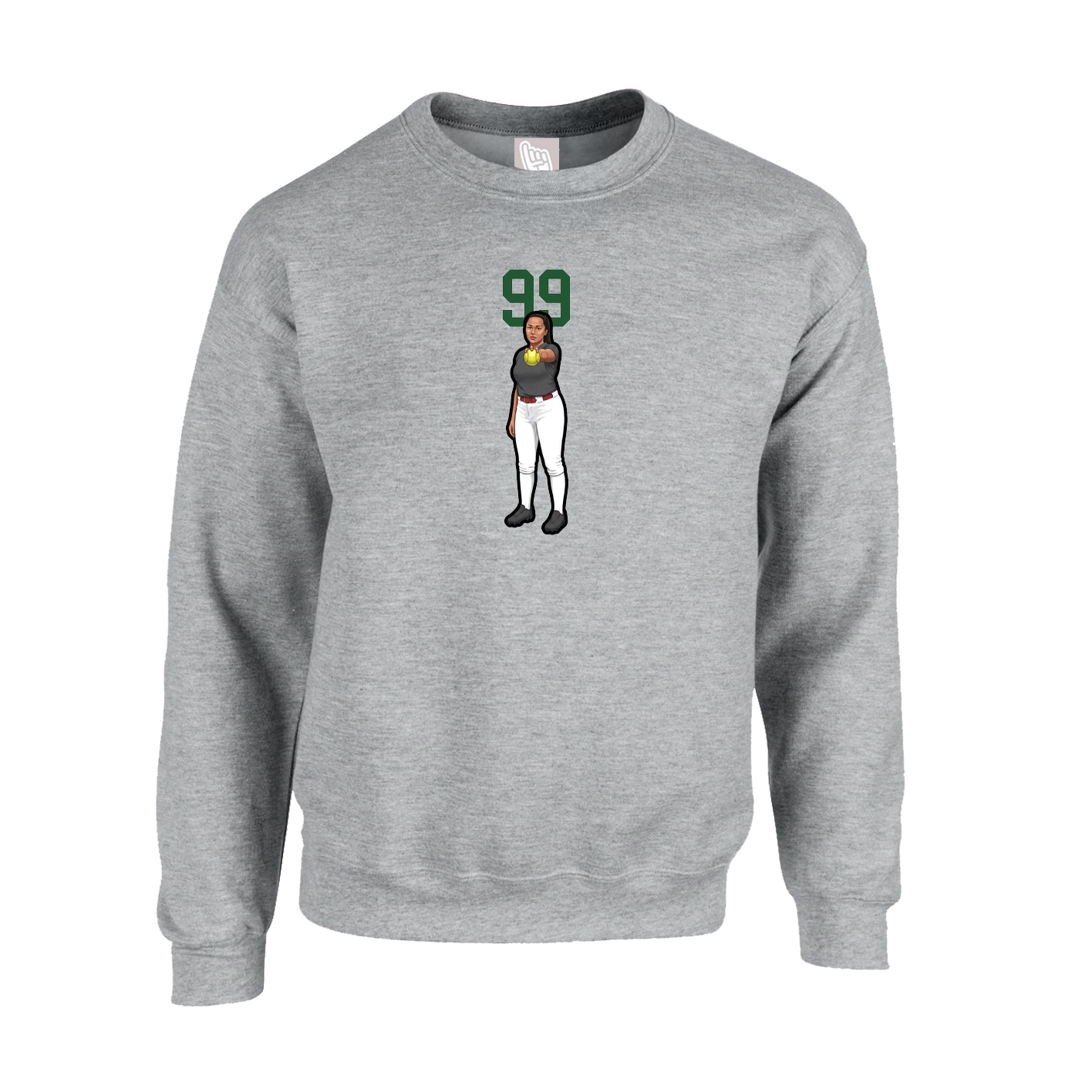 Fleece Crew — Number Top in Grey