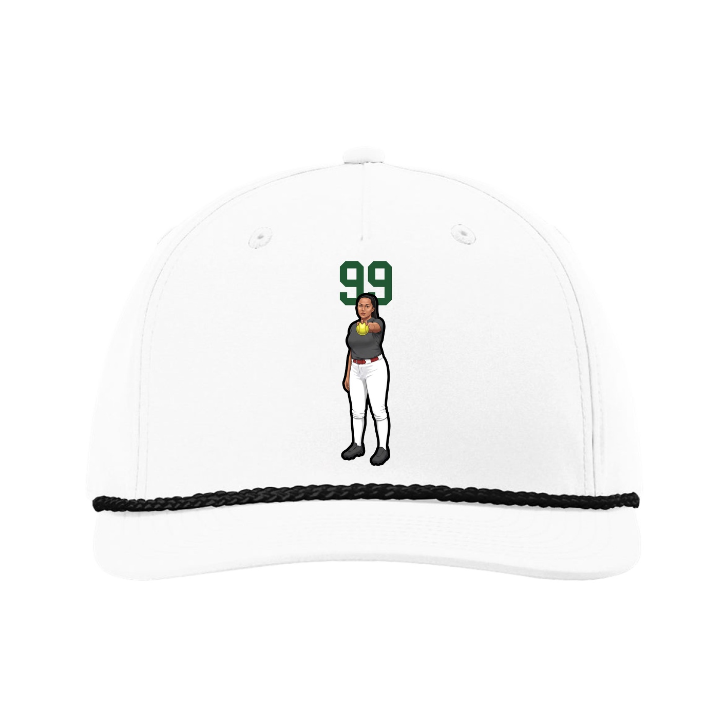 Five-Panel Classic Rope Cap — Number Top in White