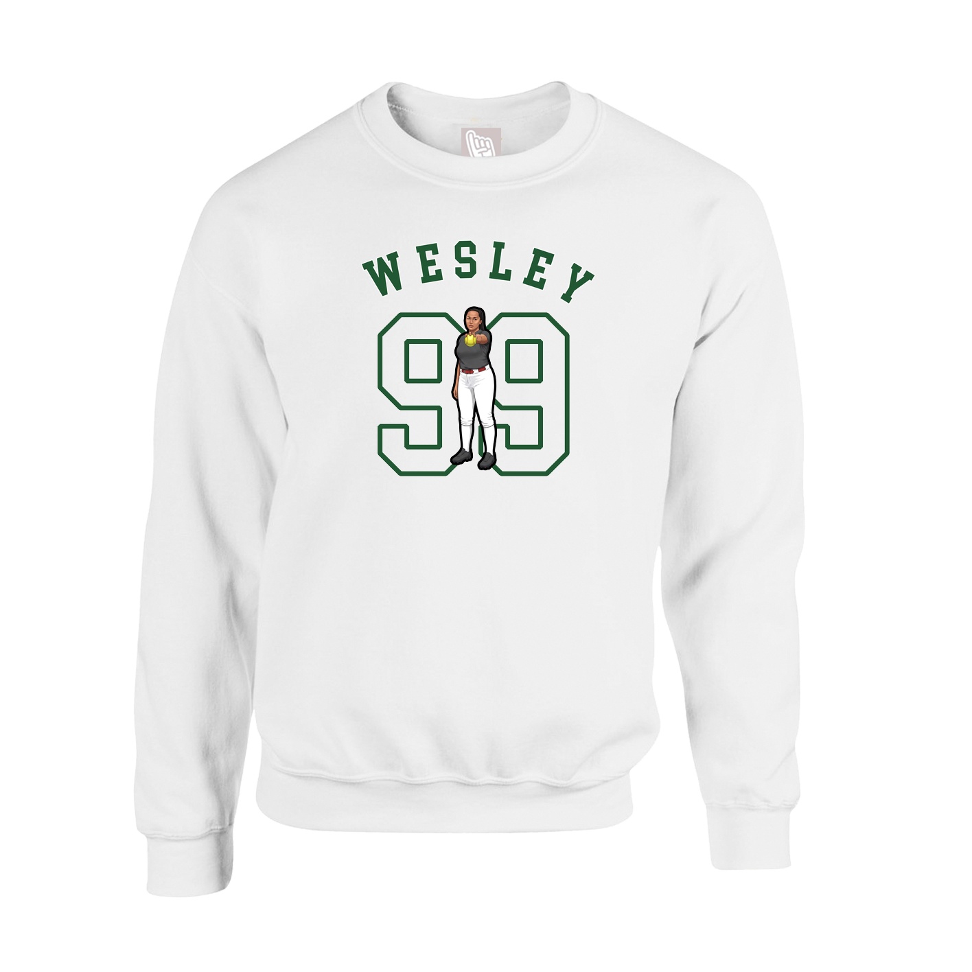 Fleece Crew — Shirsey Arch in White