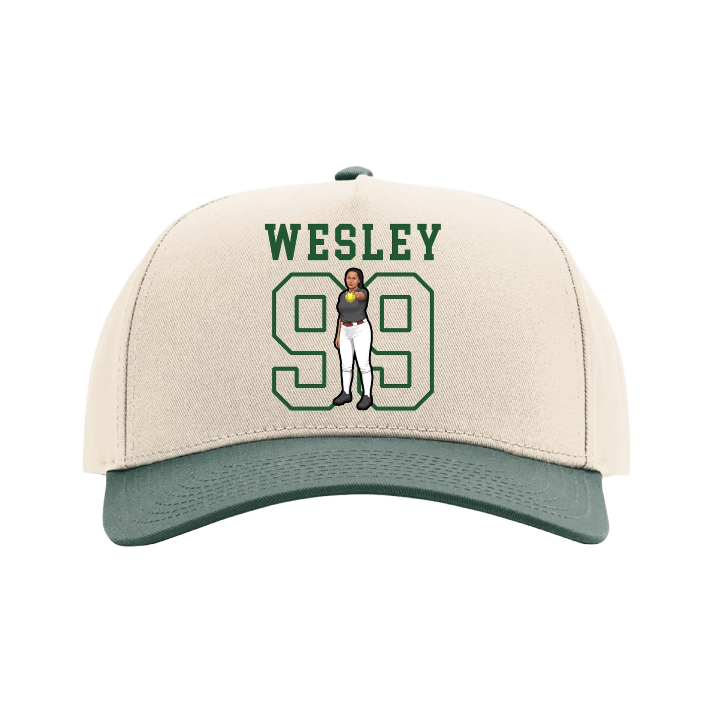 Full Fabric Five-Panel Champ Cap — Shirsey in Cream/Green