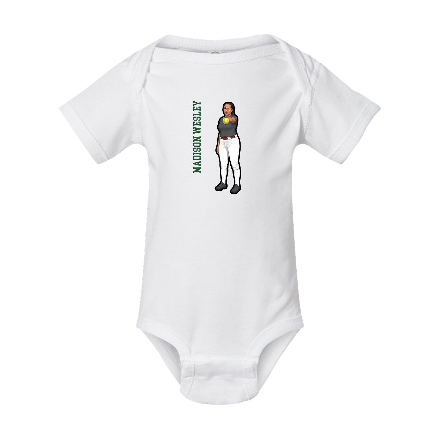 Baby Onesie — Name Vertical in White