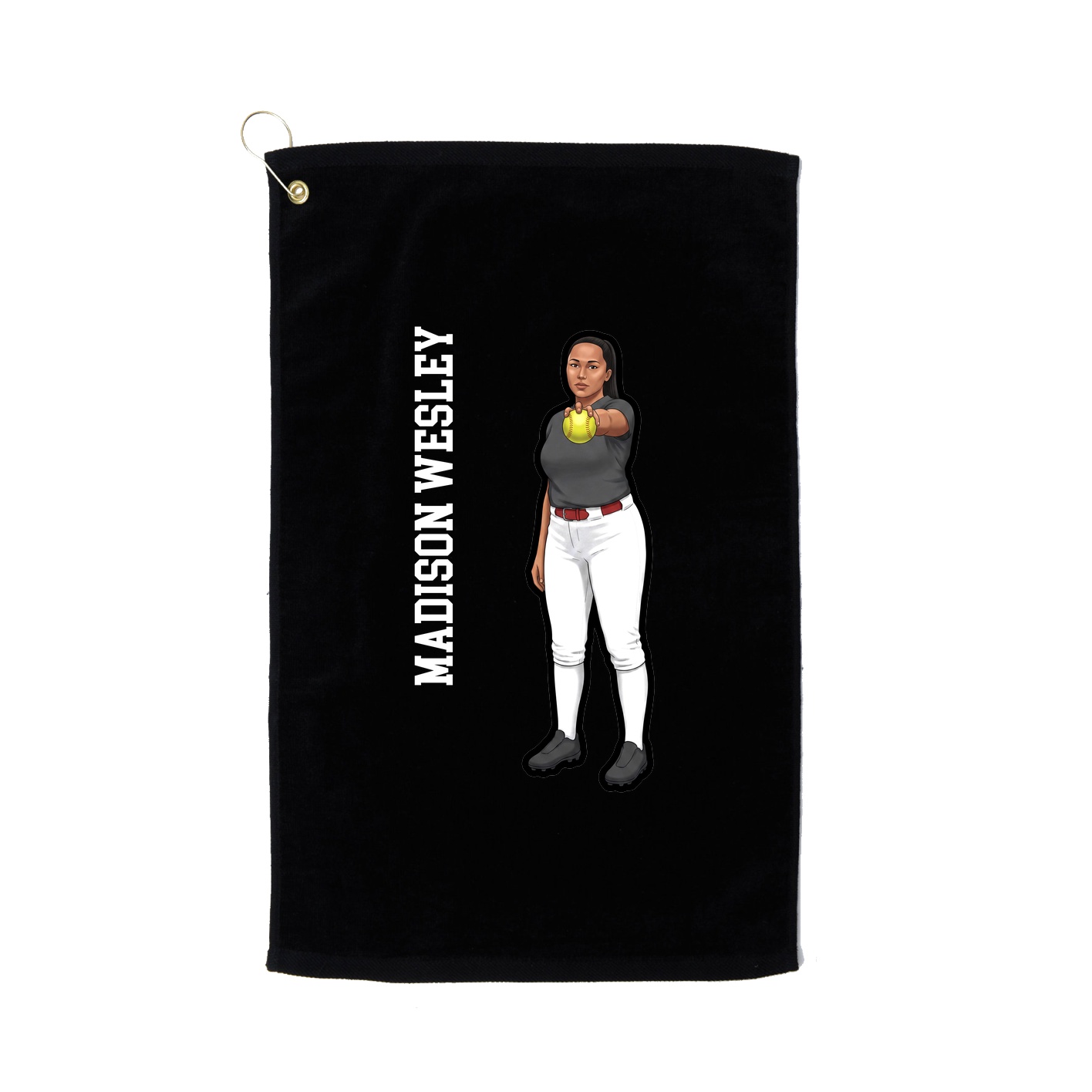Golf Towel — Name Vertical in Black