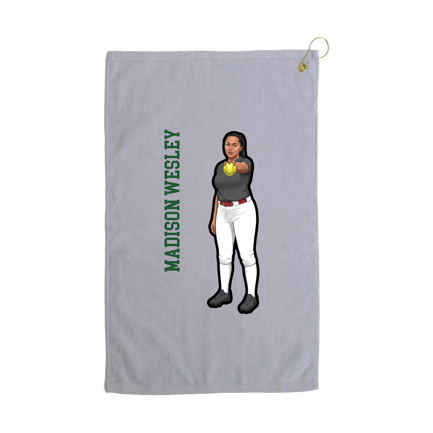 Golf Towel — Name Vertical in Grey