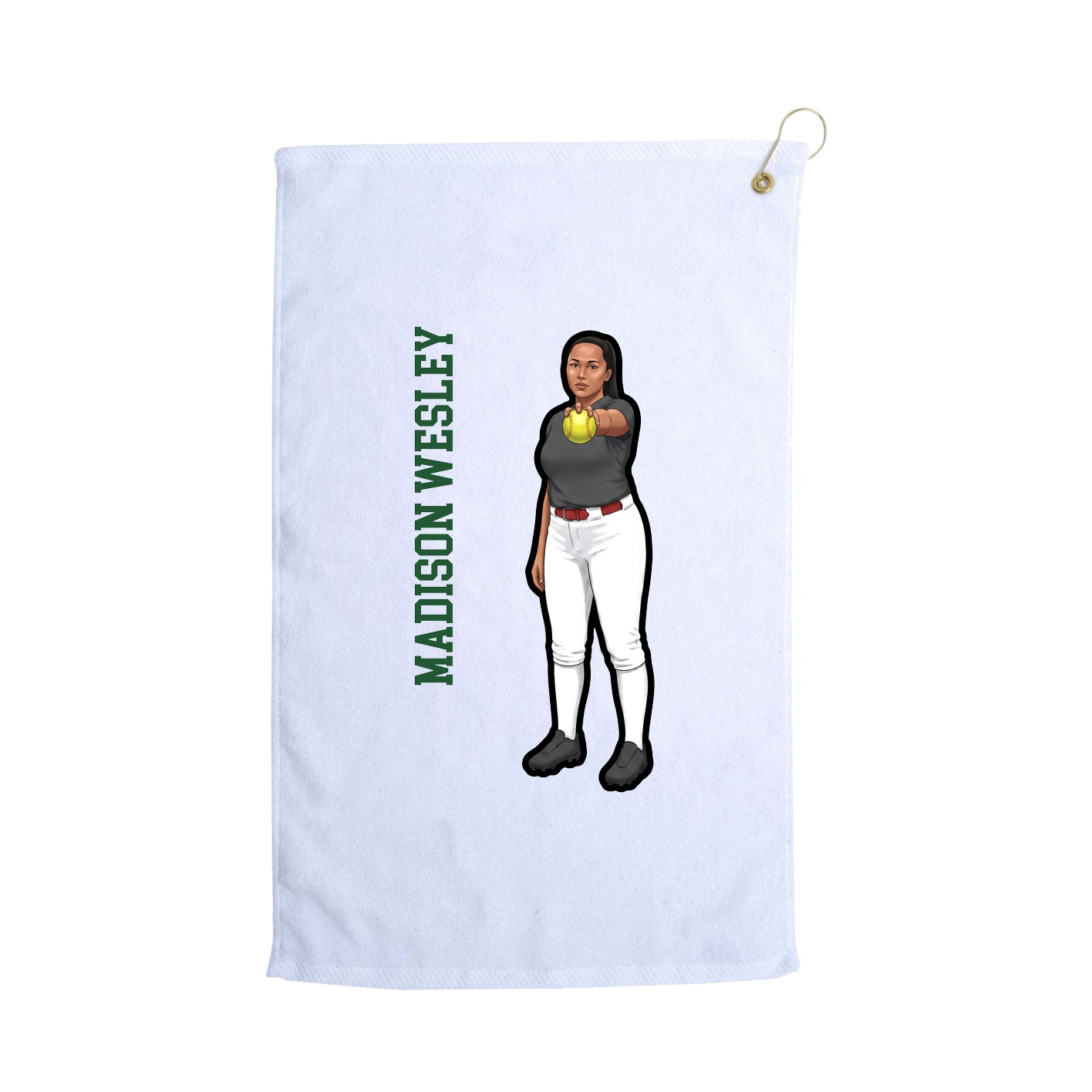 Golf Towel — Name Vertical in White