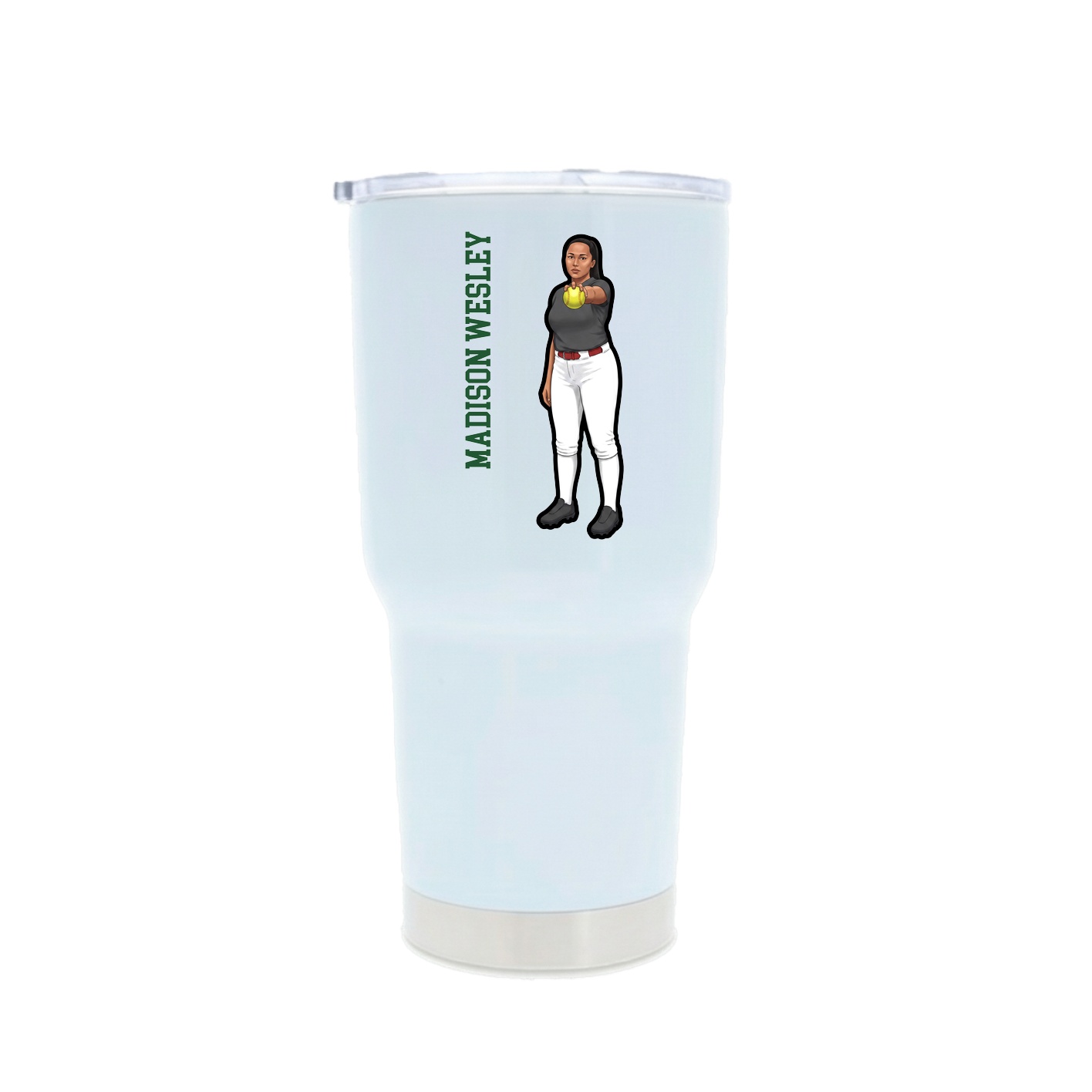 30oz Stainless Steel Tumbler — Name Vertical in White
