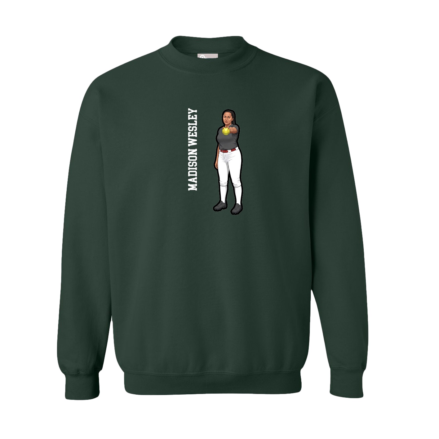 Fleece Crew — Name Vertical in Green