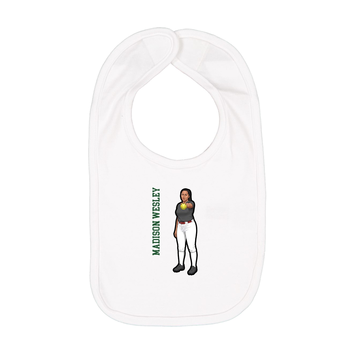 Infant Bib — Name Vertical in White