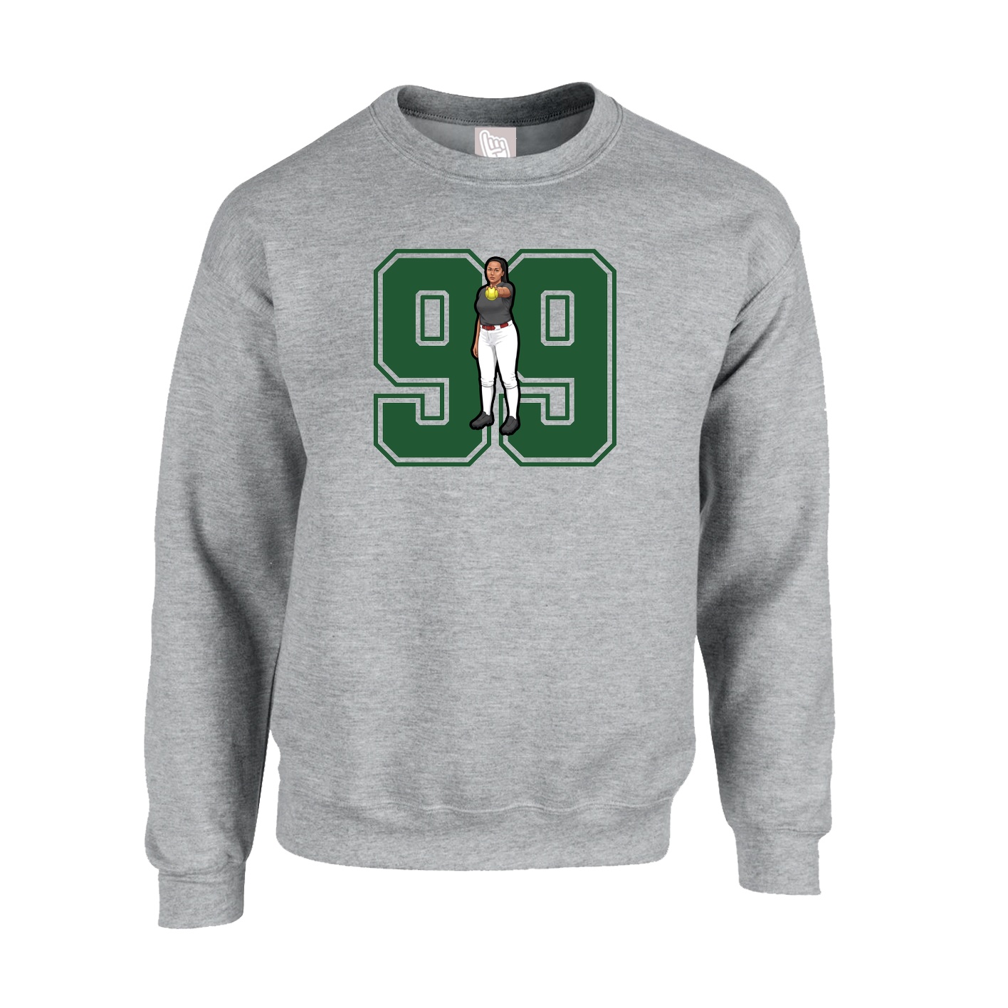 Fleece Crew — Number in Grey