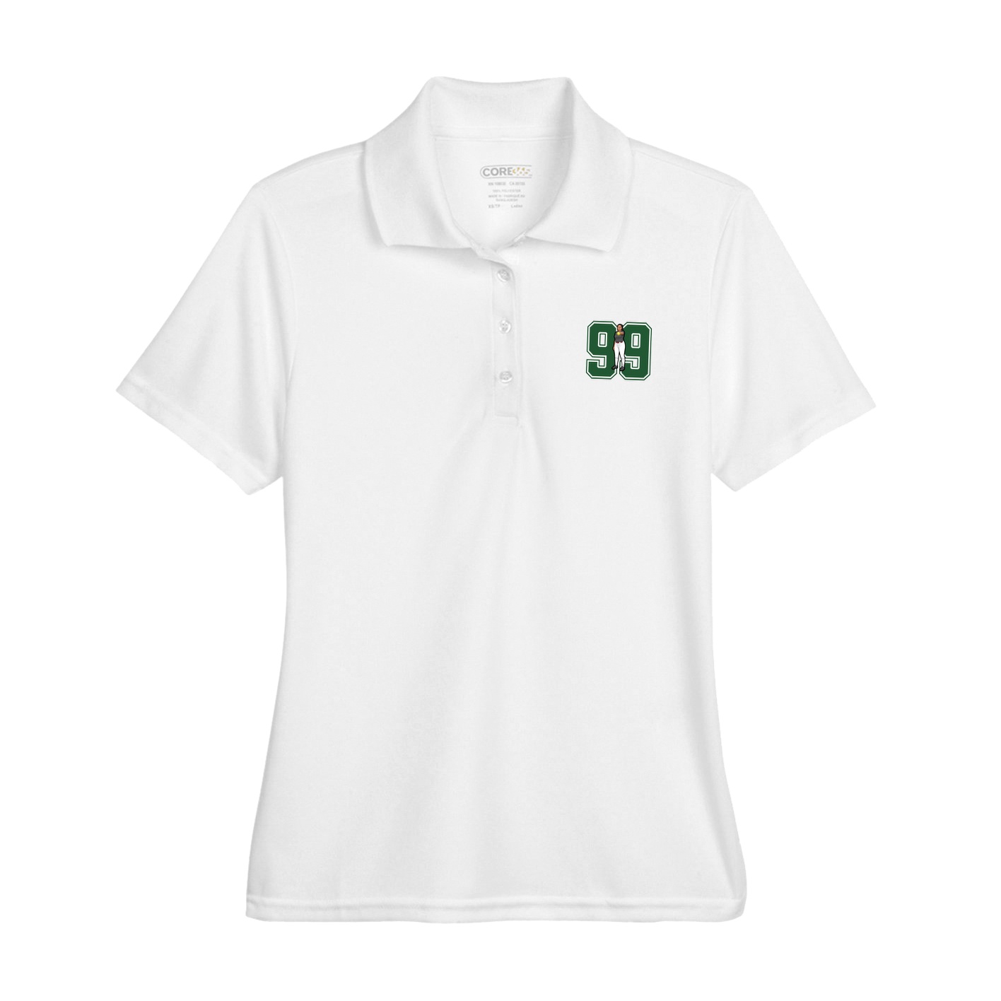Womens Performance Polo — Number in White