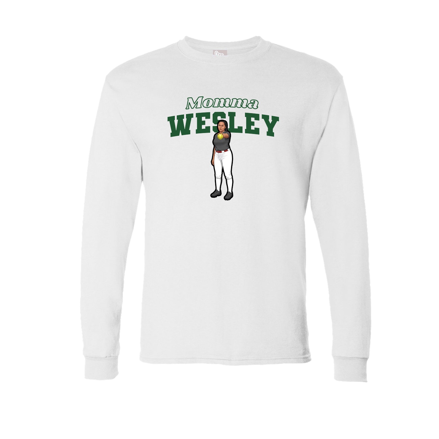 Long Sleeve Tee — Mothers Day Block in White