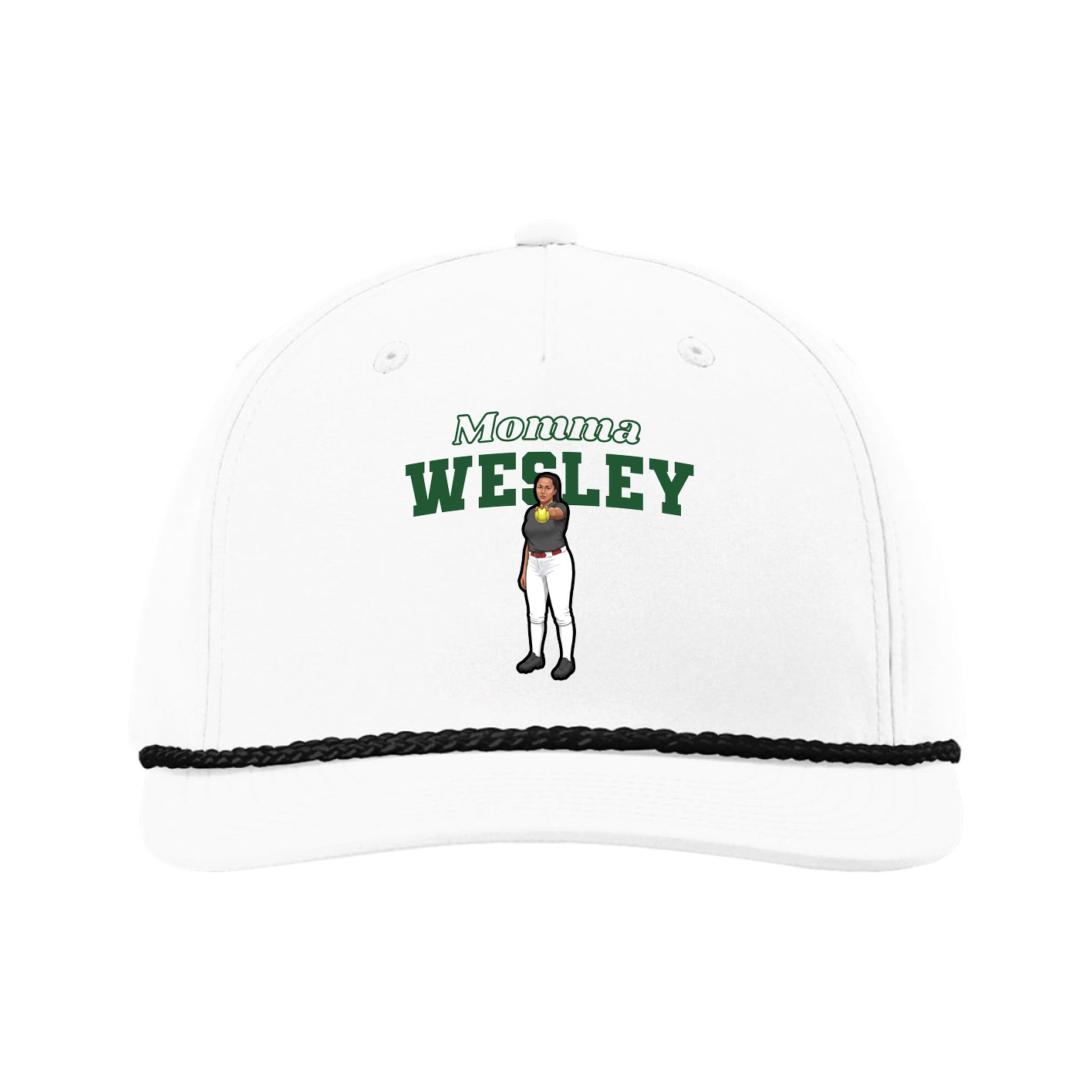 Five-Panel Classic Rope Cap — Mothers Day Block in White