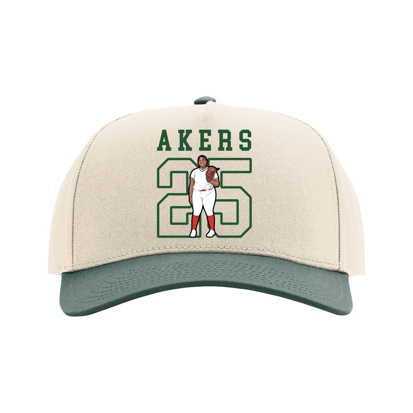 Full Fabric Five-Panel Champ Cap — Shirsey in Cream/Green