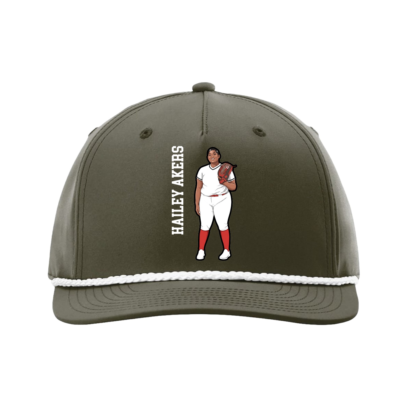 Five-Panel Classic Rope Cap — Name Vertical in Green