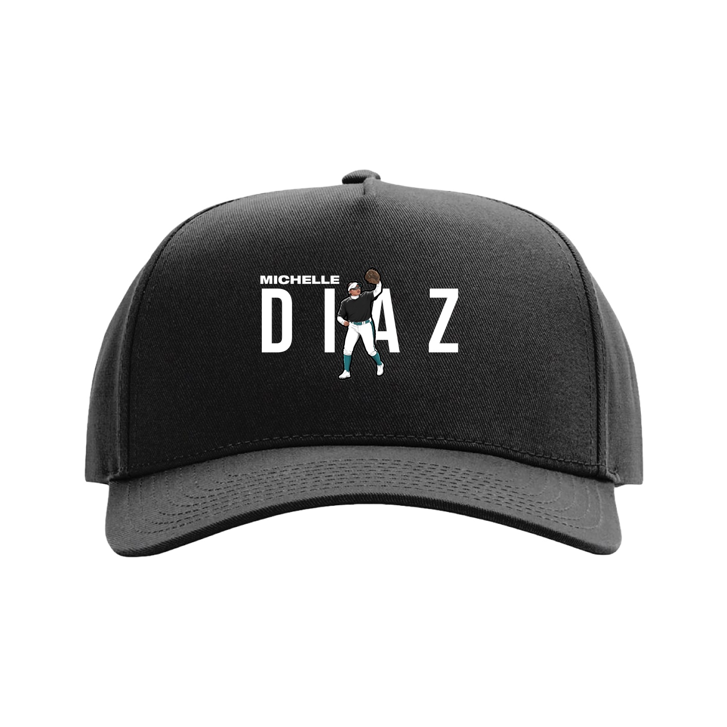 Full Fabric Five-Panel Champ Cap — Player Name in Black