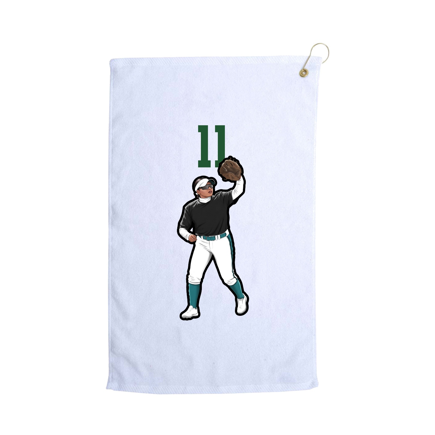 Golf Towel — Number Top in White