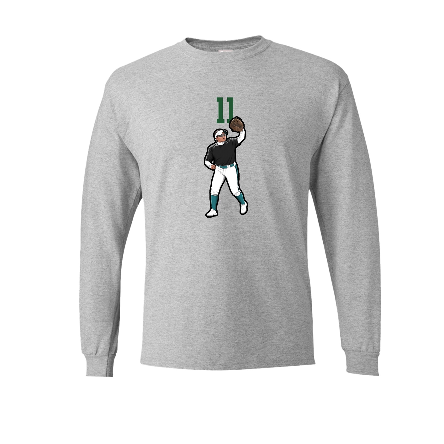Long Sleeve Tee — Number Top in Grey