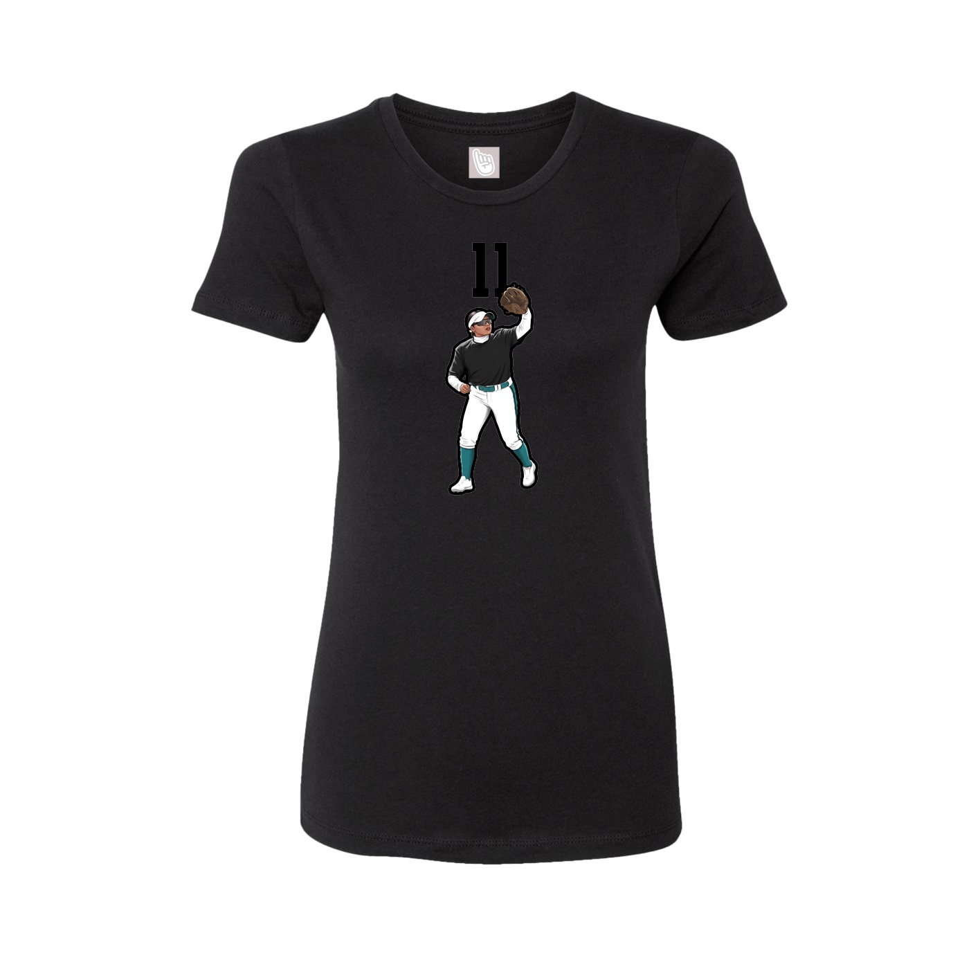 Fitted Women's Tee — Number Top in Black