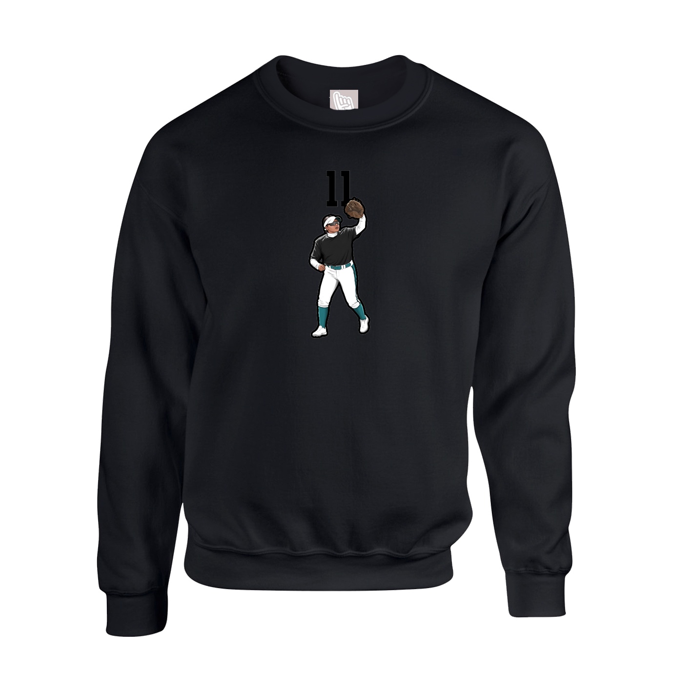 Fleece Crew — Number Top in Black