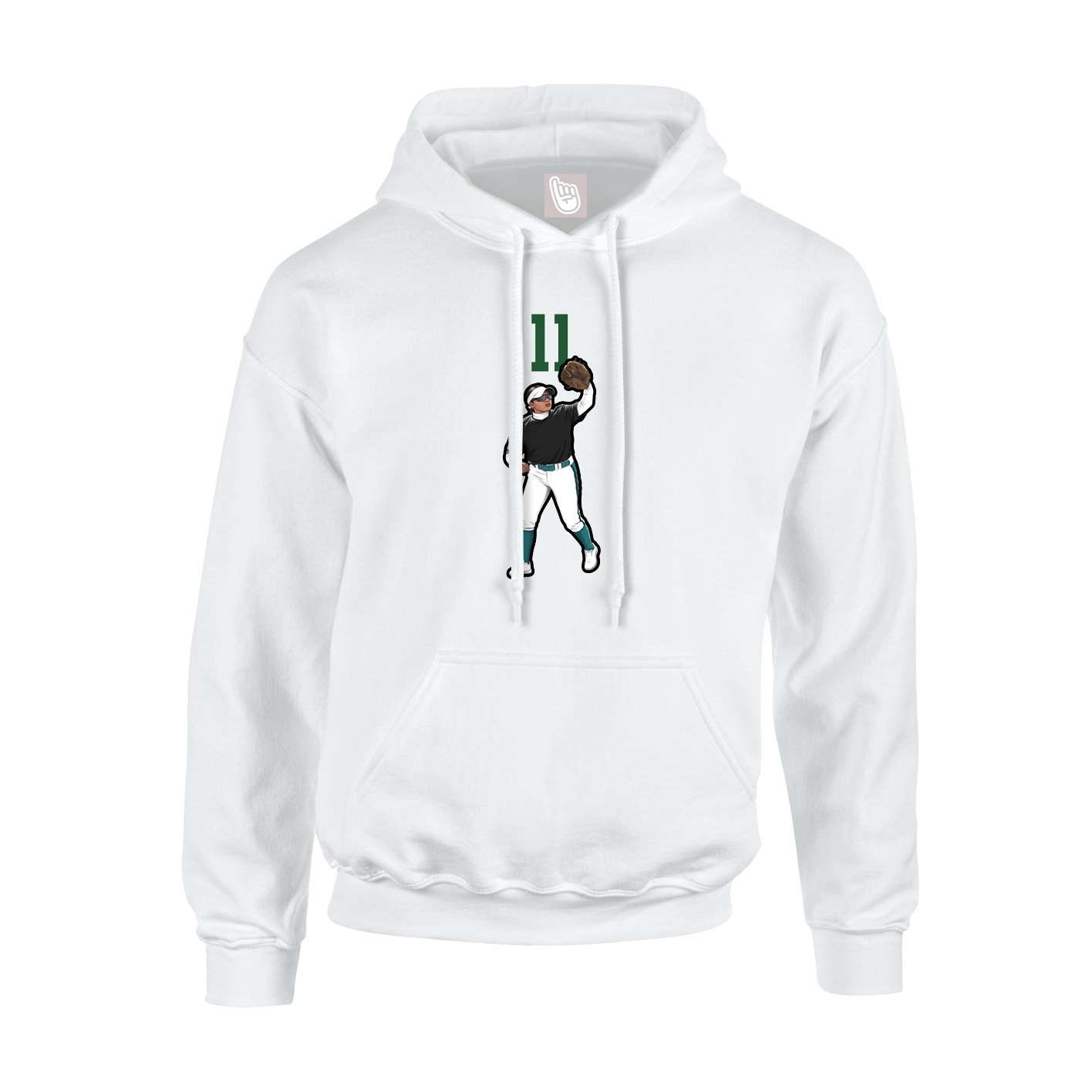 Youth Hoodie — Number Top in White