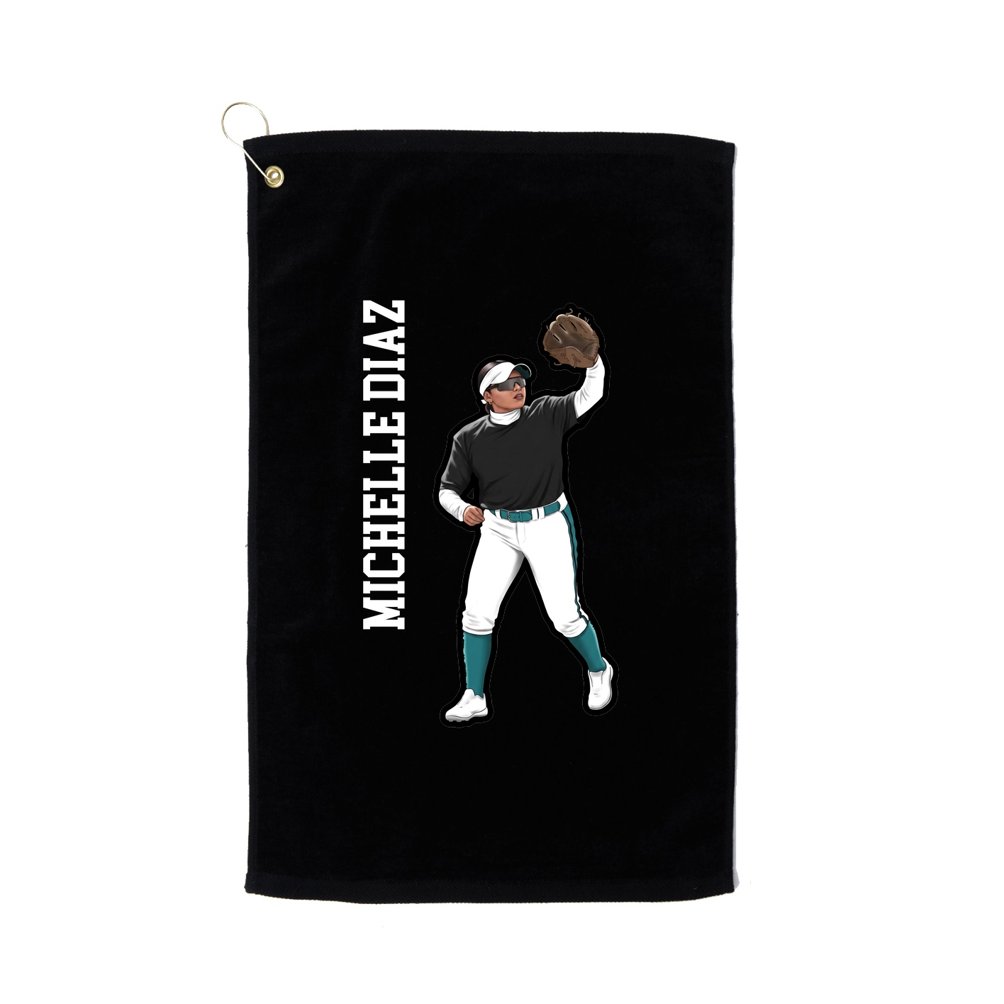 Golf Towel — Name Vertical in Black