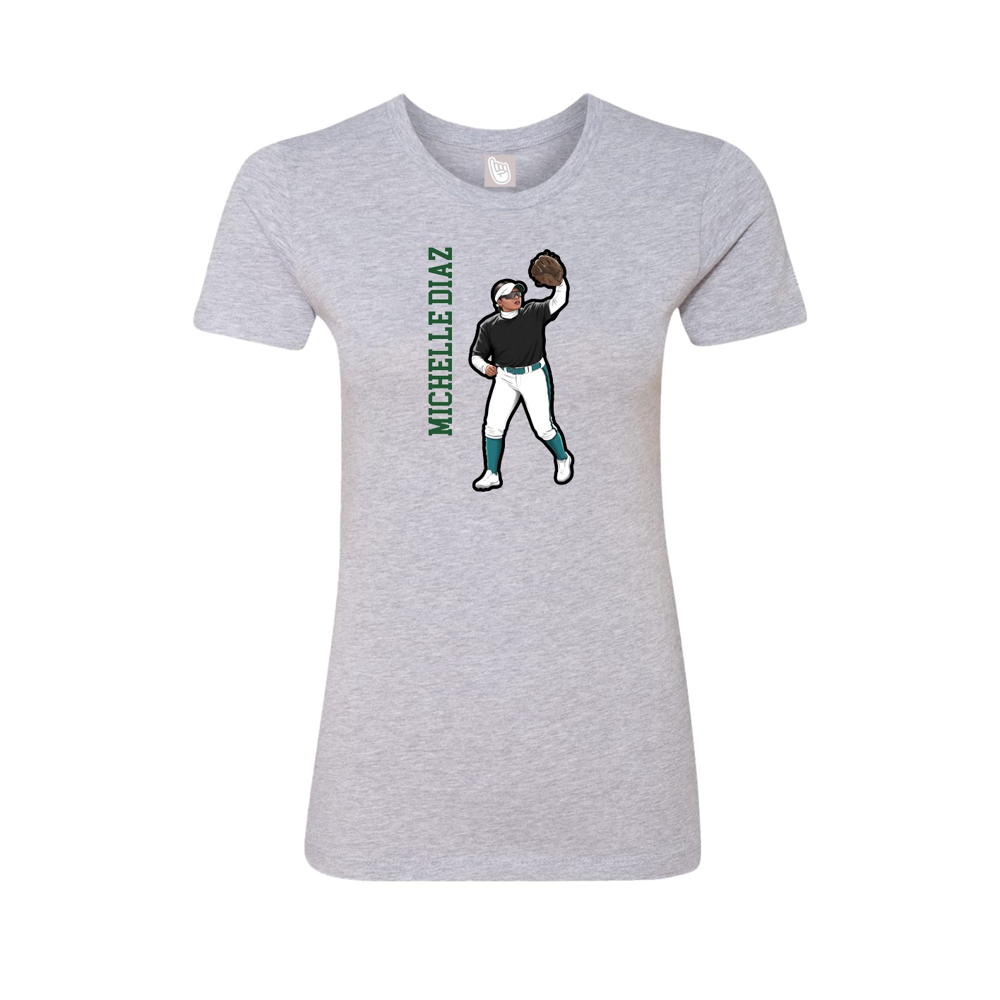 Fitted Women's Tee — Name Vertical in Grey