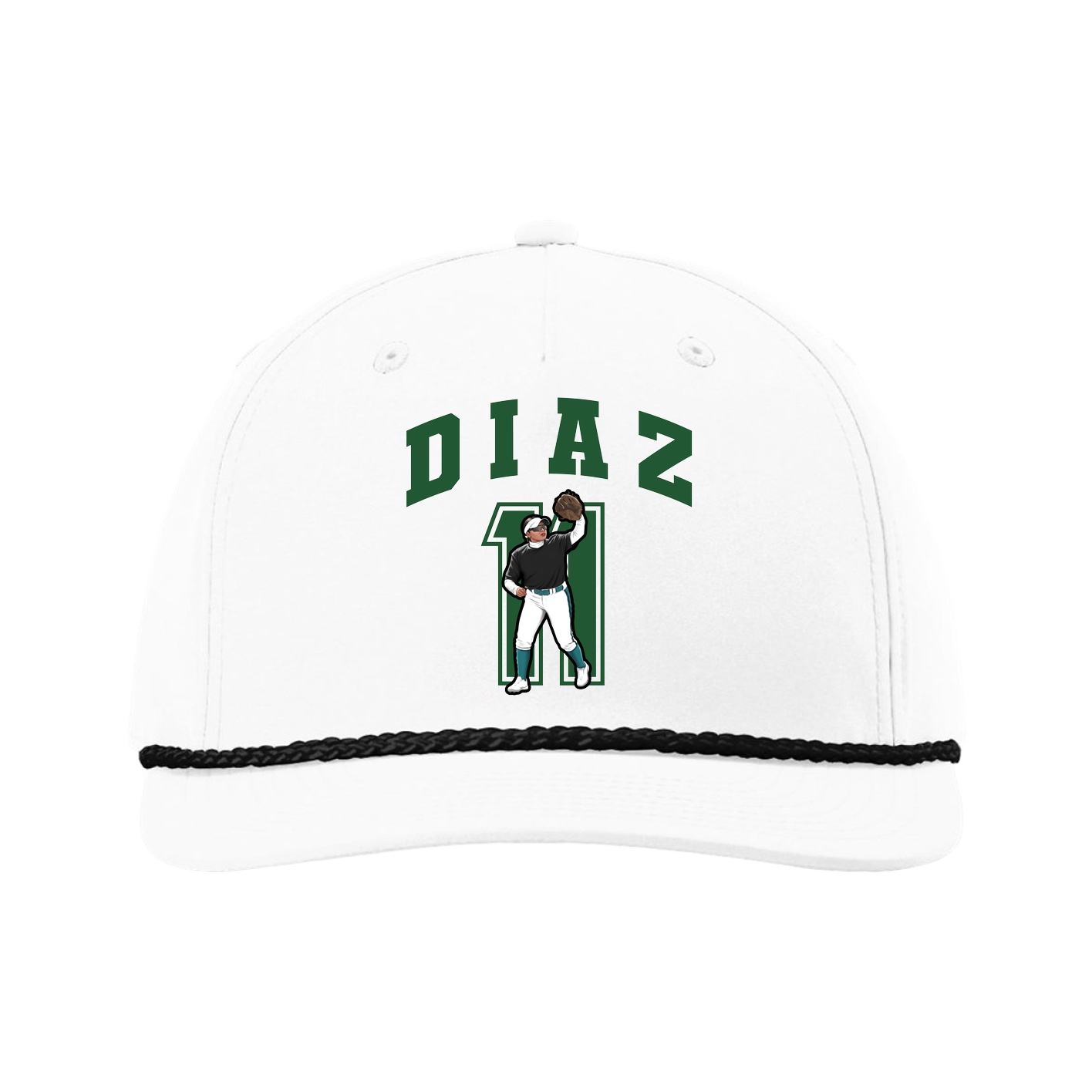 Five-Panel Classic Rope Cap — Number in White