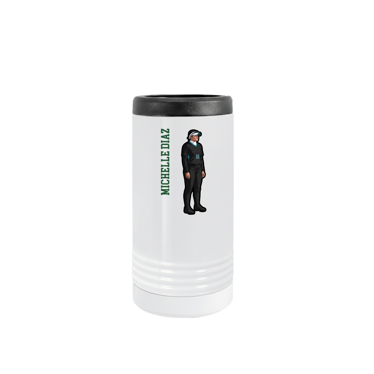 Slim Beverage Holder — Name Vertical in White