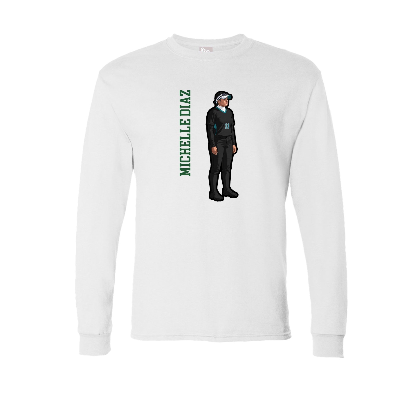 Long Sleeve Tee — Name Vertical in White