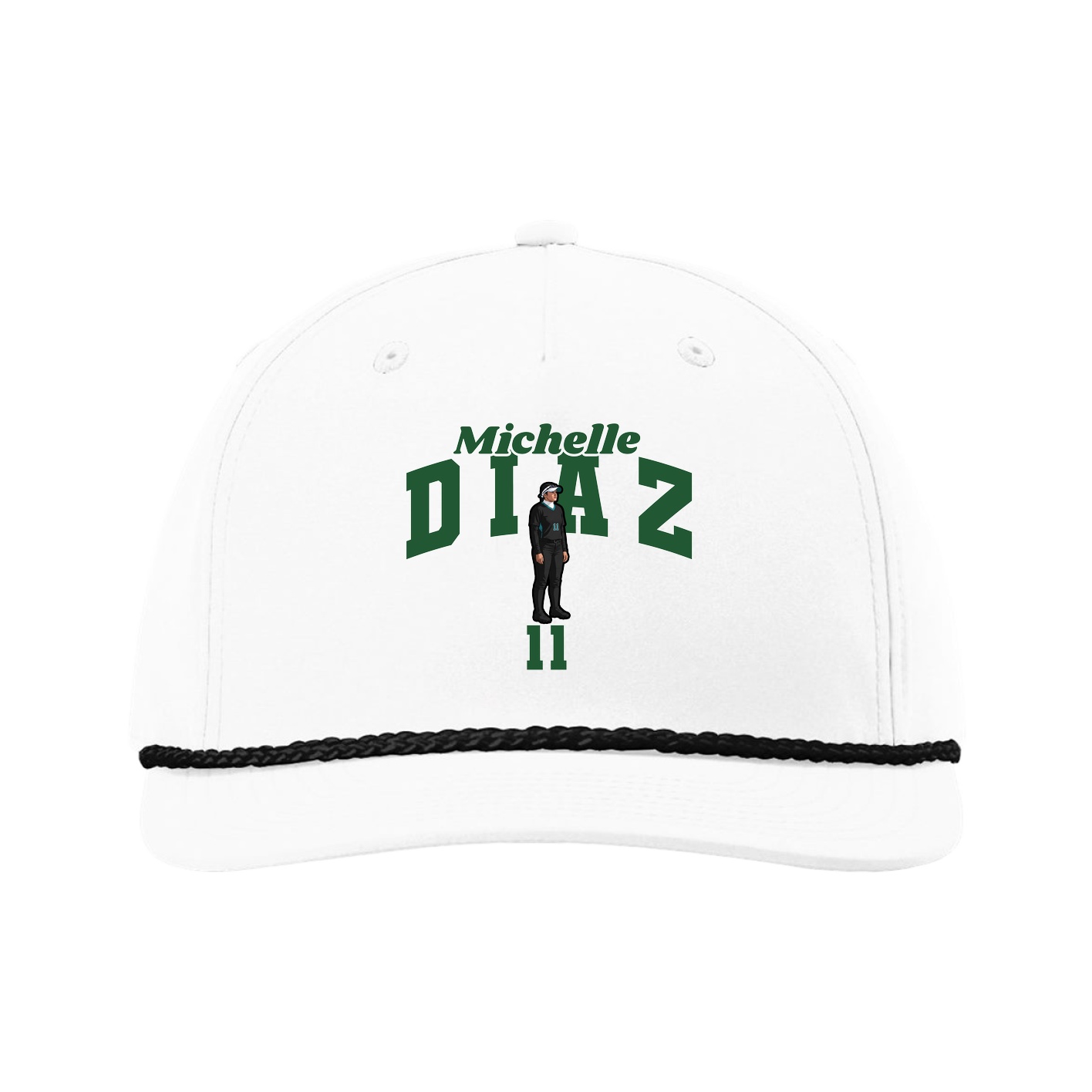 Five-Panel Classic Rope Cap — Signature Arch in White