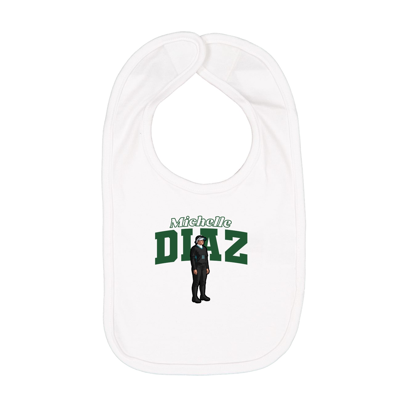Infant Bib — Name Arch in White