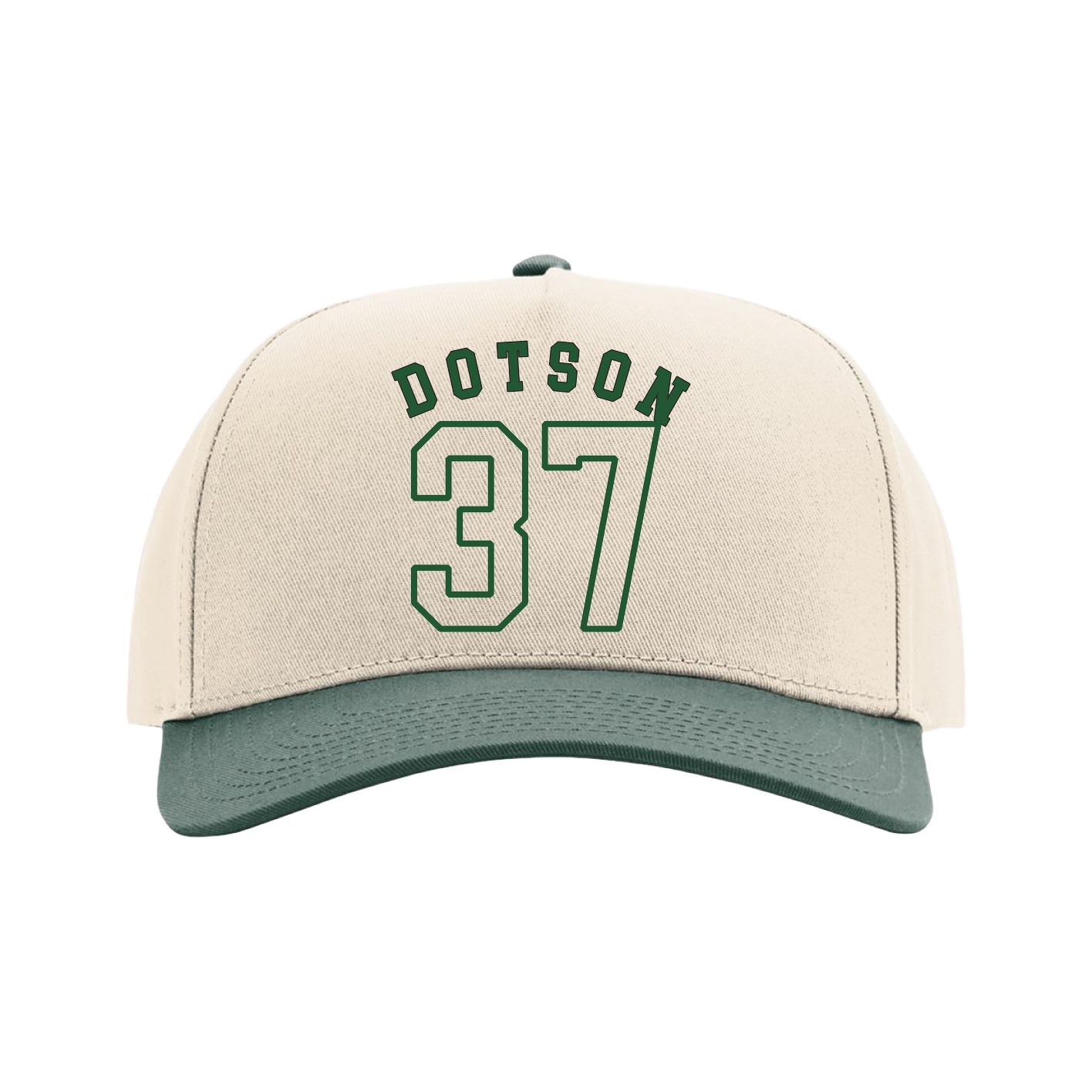 Full Fabric Five-Panel Champ Cap — Shirsey Arch in Cream/Green