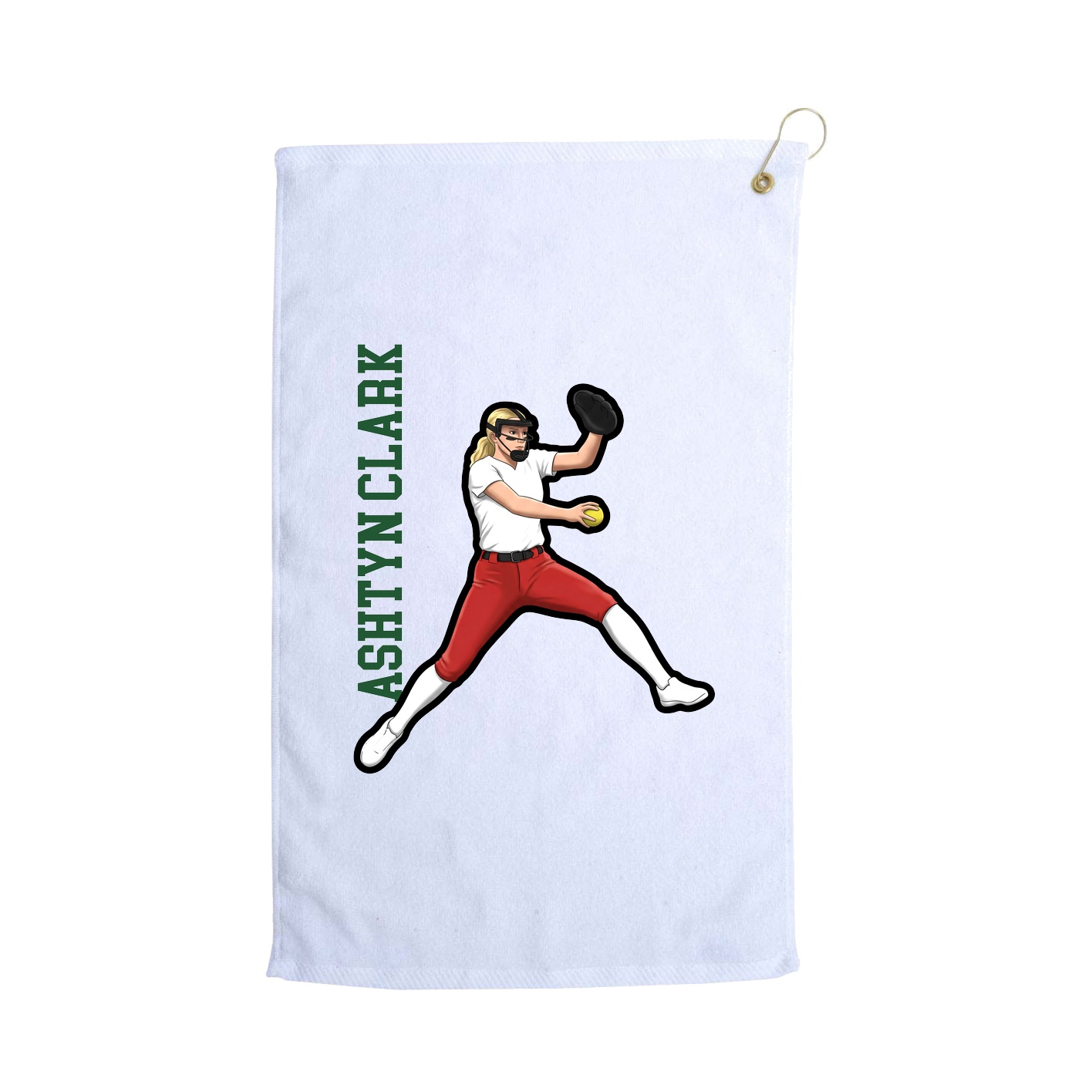 Golf Towel — Name Vertical in White