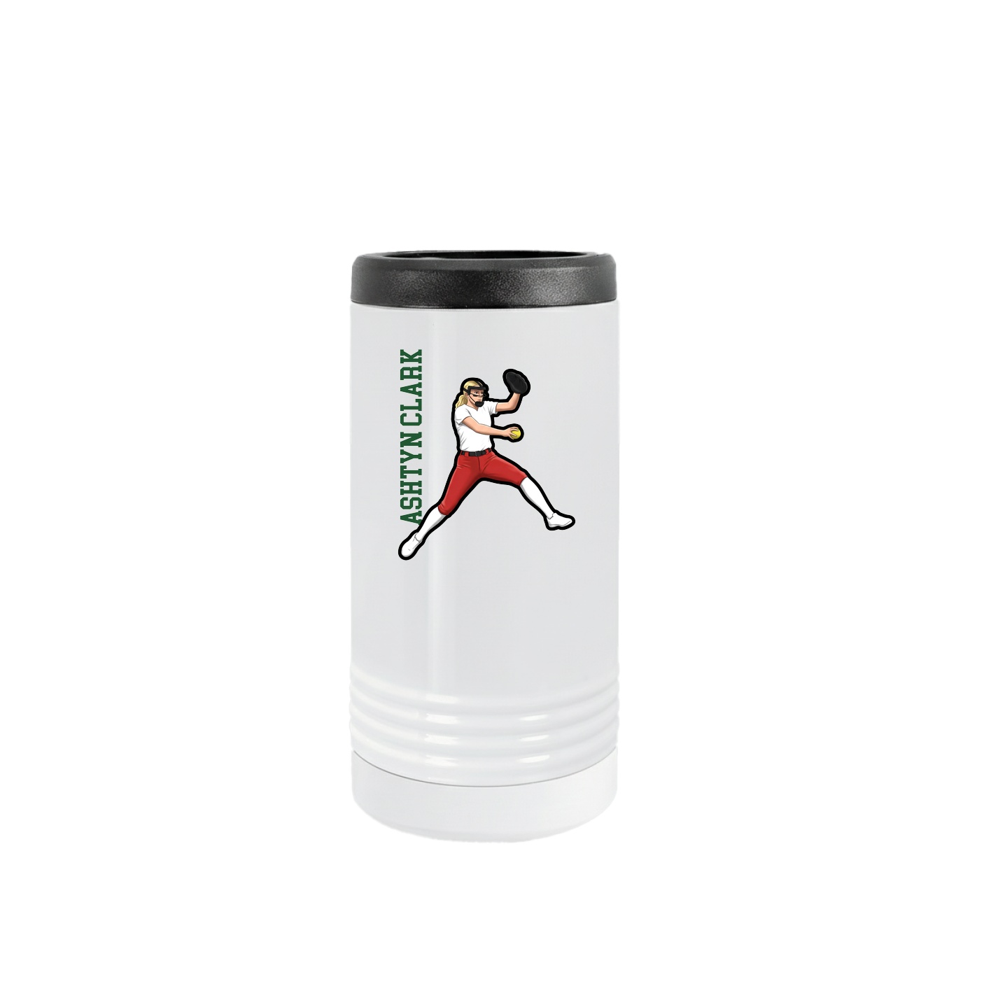 Slim Beverage Holder — Name Vertical in White
