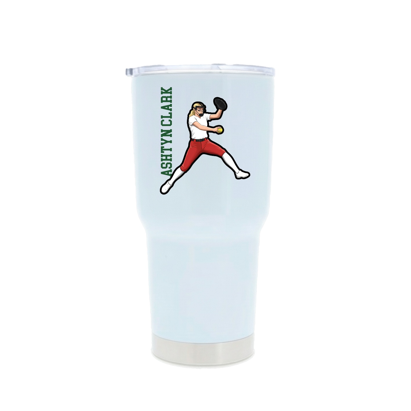 30oz Stainless Steel Tumbler — Name Vertical in White