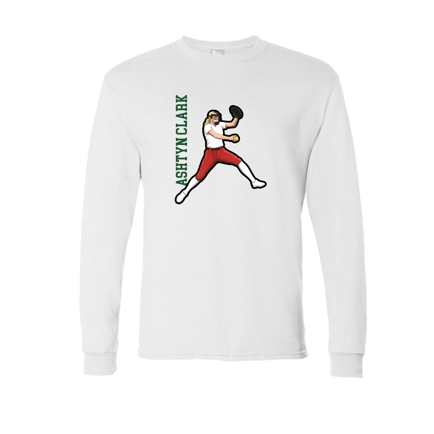 Long Sleeve Tee — Name Vertical in White