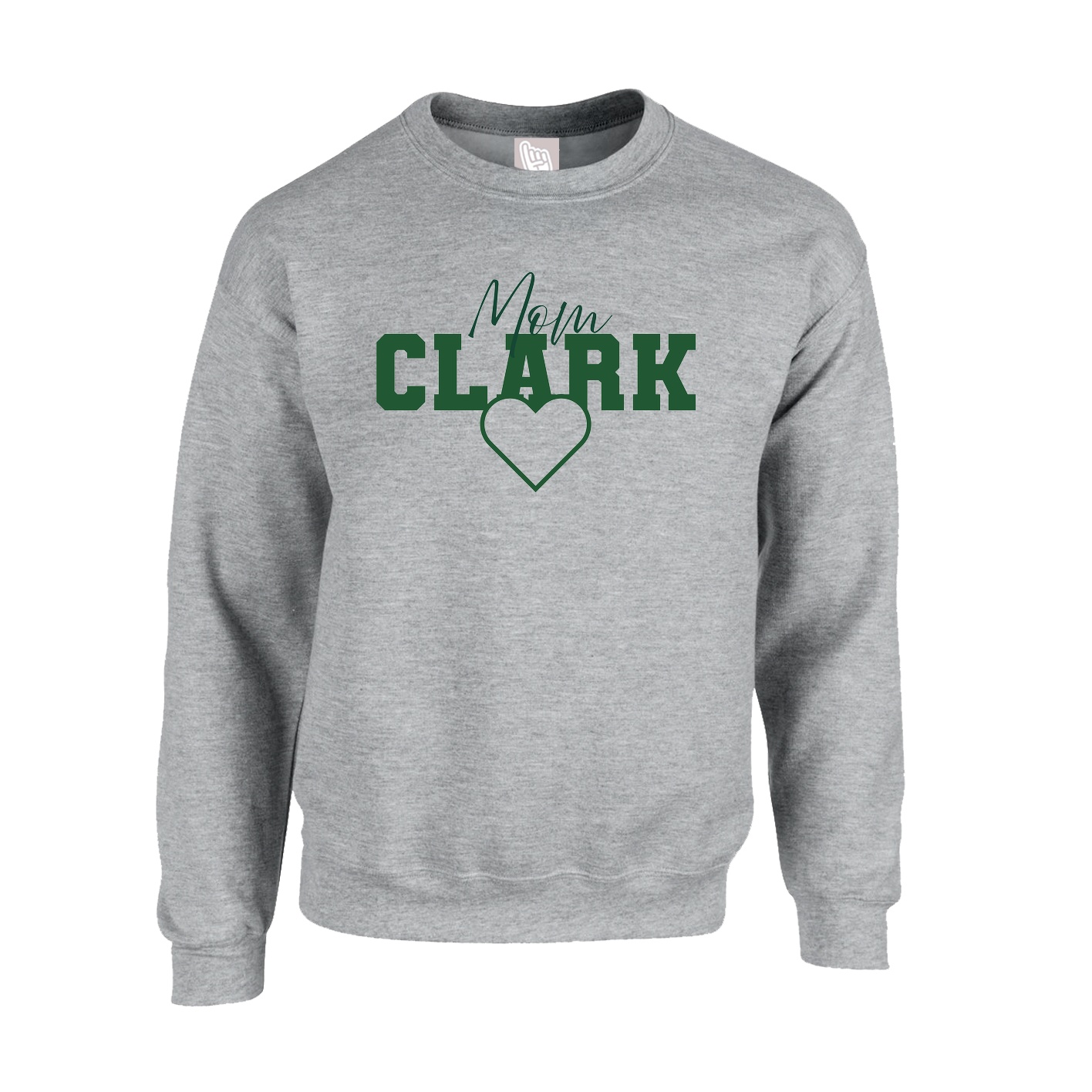 Fleece Crew — Mothers Day Heart in Grey
