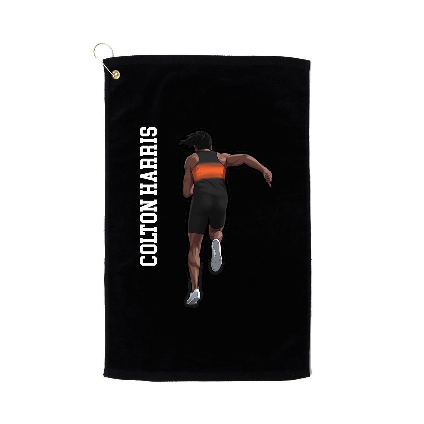 Golf Towel — Name Vertical in Black