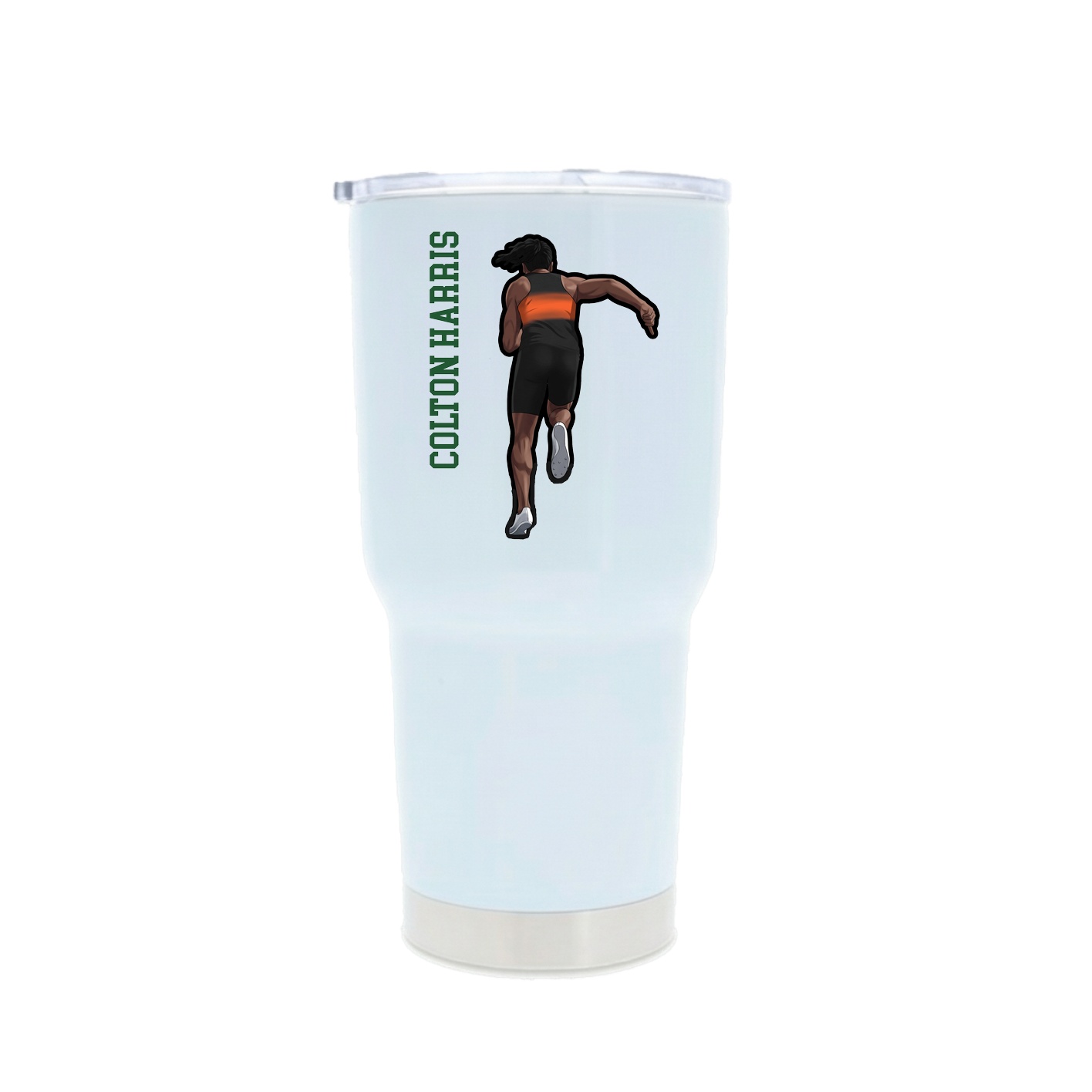 30oz Stainless Steel Tumbler — Name Vertical in White
