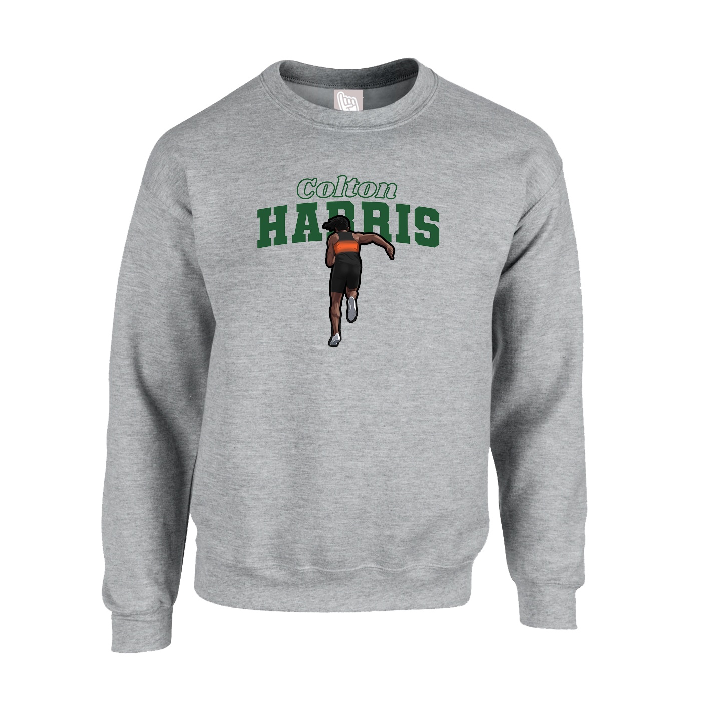 Fleece Crew — Name Arch in Grey