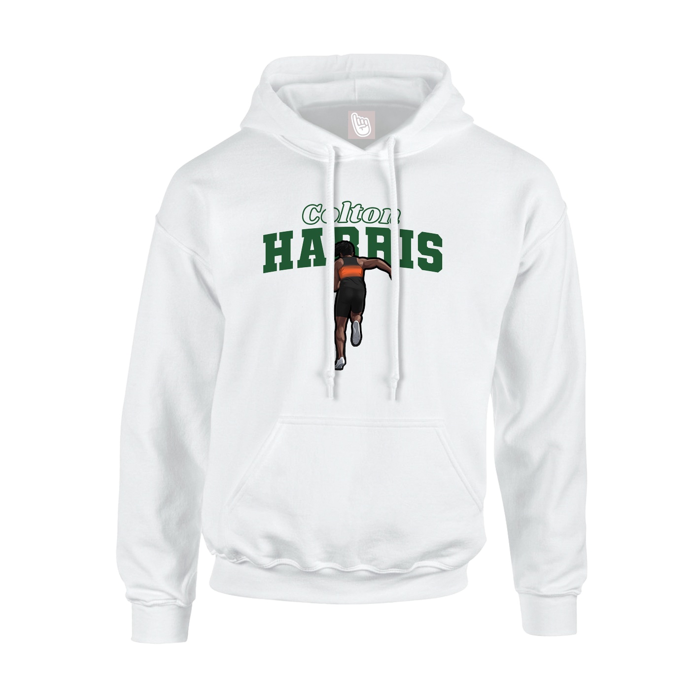 Youth Hoodie — Name Arch in White
