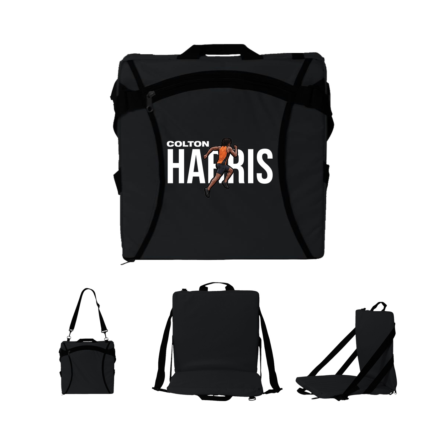 Folding Stadium Seat — Player Name in Black