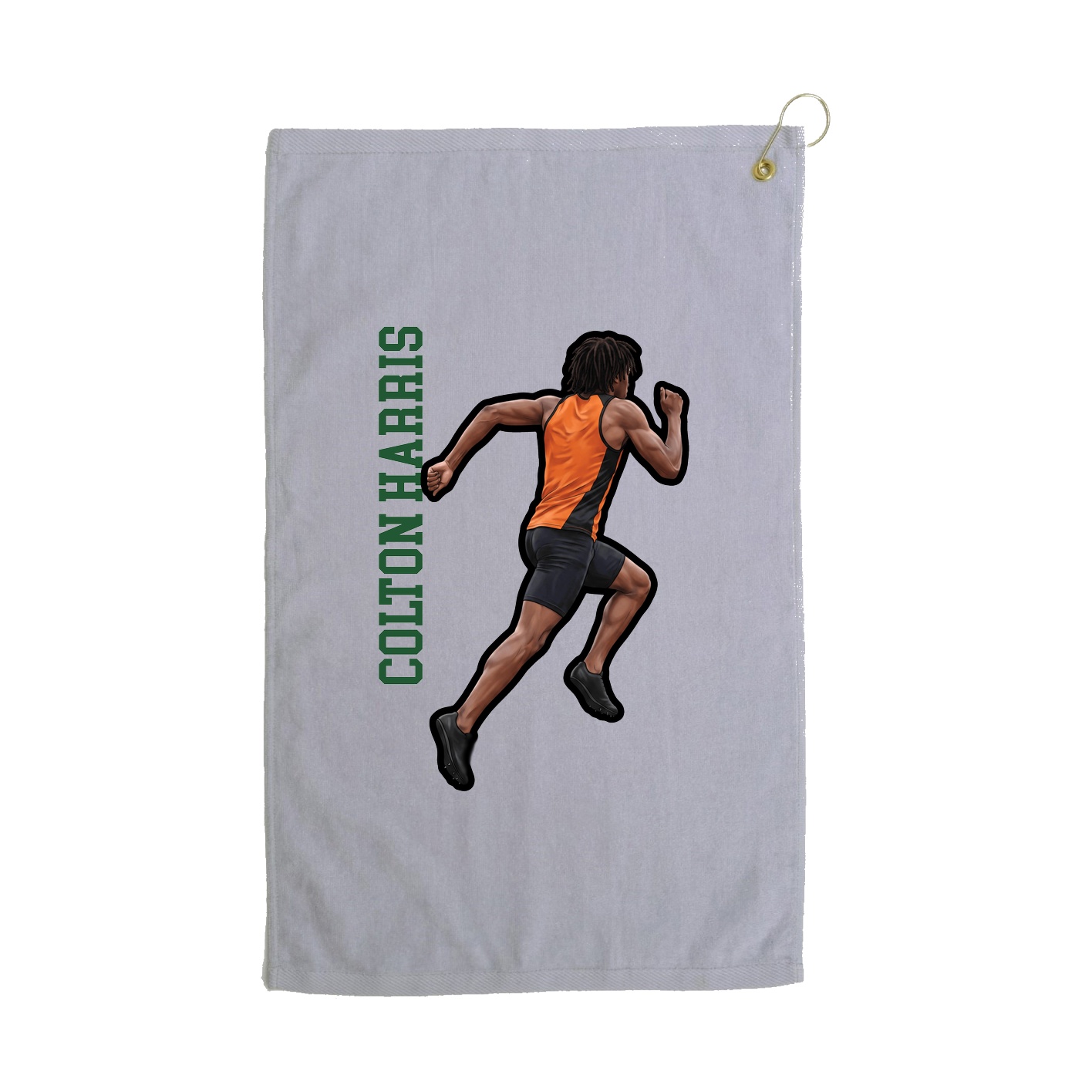 Golf Towel — Name Vertical in Grey