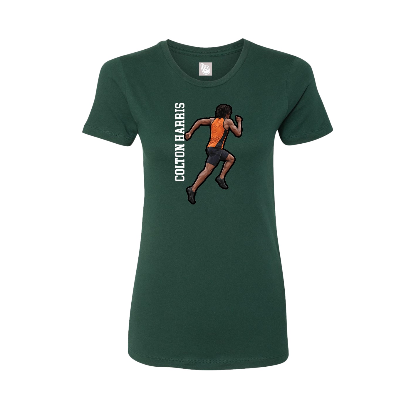 Womens Tee — Name Vertical in Green