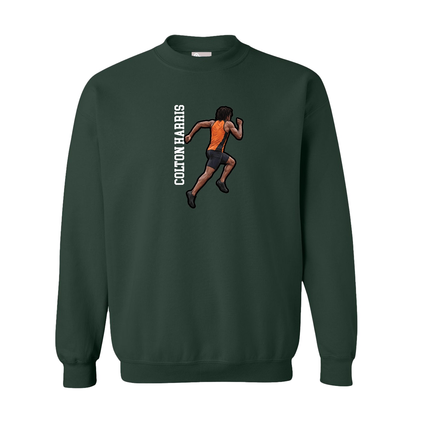 Fleece Crew — Name Vertical in Green