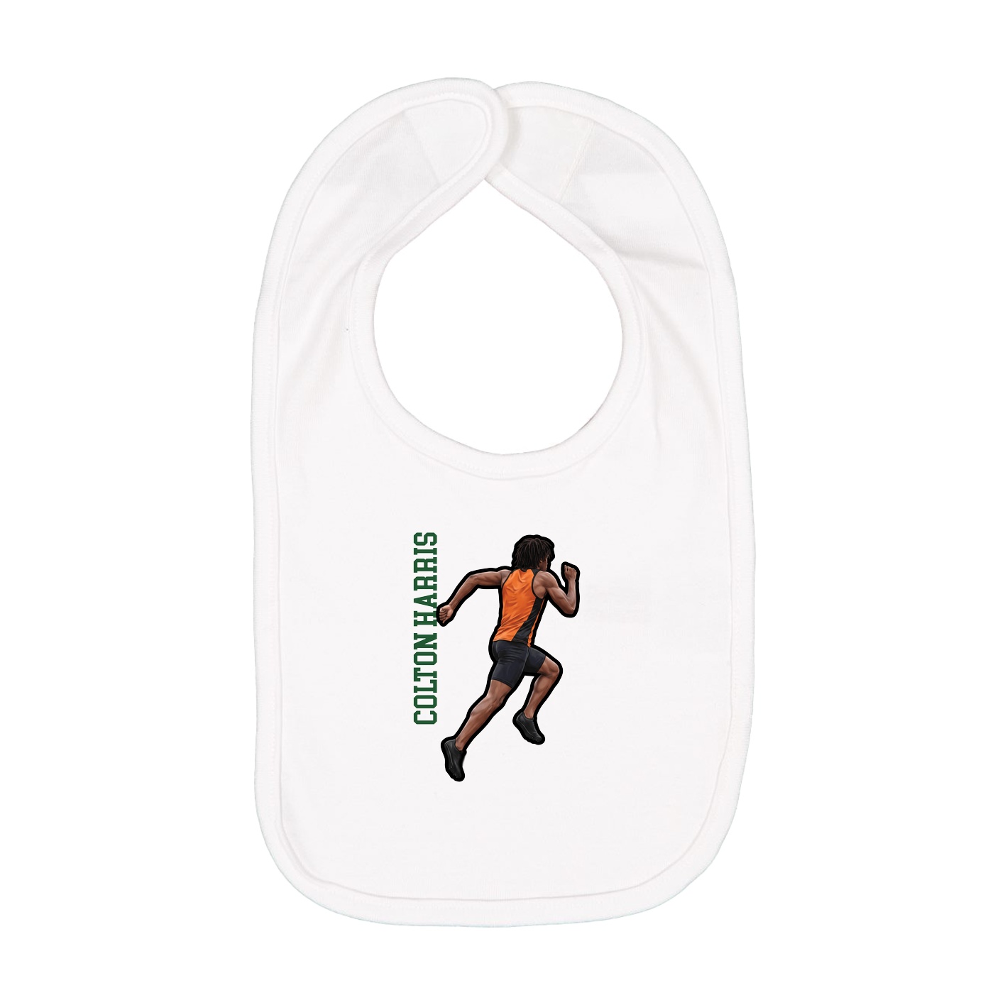 Infant Bib — Name Vertical in White